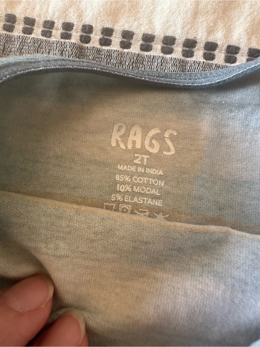 Rags to Raches Teal and Olive Striped Kids Romper - Picture 2 of 3